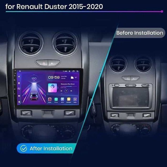 Renault Duster Lada Largus – Radio Android 15 9" CarPlay Android Auto 2GB/32GB GPS Nawigacja Stacja Multimedialna WiFi Bluetooth DSP PL
