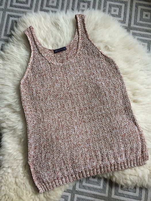 M&S top beżowy brązowy melanż dzianinowy długi oversize boho 3XL 46