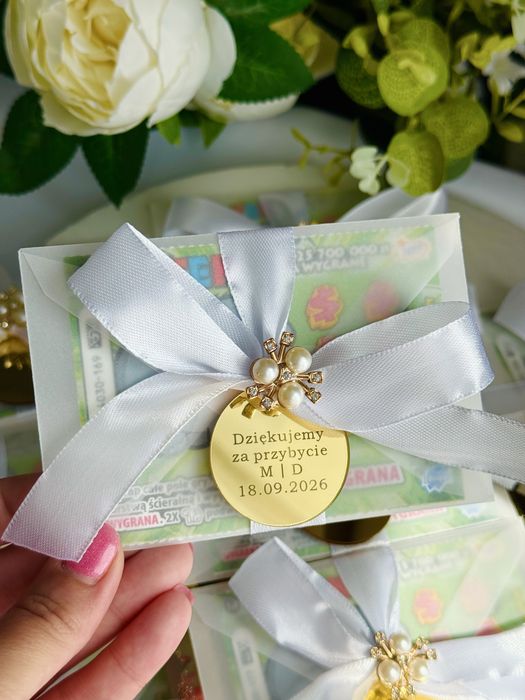 Zdrapka podziękowanie dla gości upominki dla gości eleganckie ślub wesele urodziny chrzciny