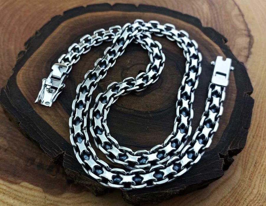 Серебряная цепочка Фараон, Двойная Якорная. Срібний ланцюг Якір подвій