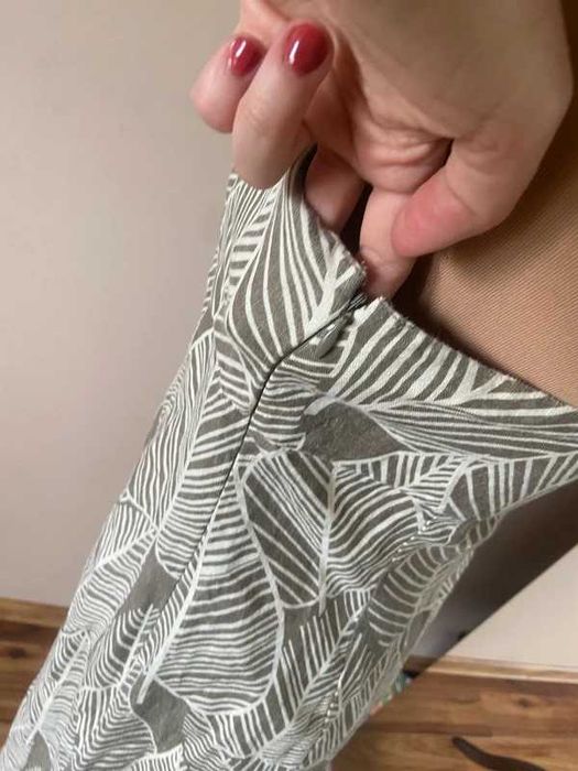 S m boden len sukienka na ramiaczkach len liscie monstera lato trapez 38