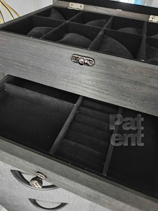 Szkatułka organizer kuferek na biżuterię zegarki czarna na prezent