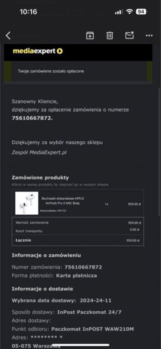 Słuchawki douszne air pods pro 2