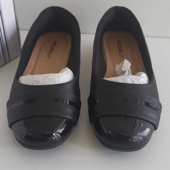Sapatos Senhora Piccadilly Pretos 36 Salto 1cm Sola Borracha Como Novos