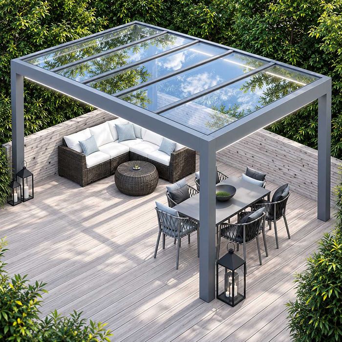 Pergola z dachem szklanym