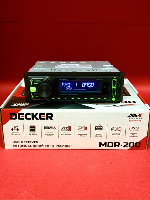 Магнітола 1-дін Decker MDR-200 DSP—потужний звук у вашому авто 6×100W