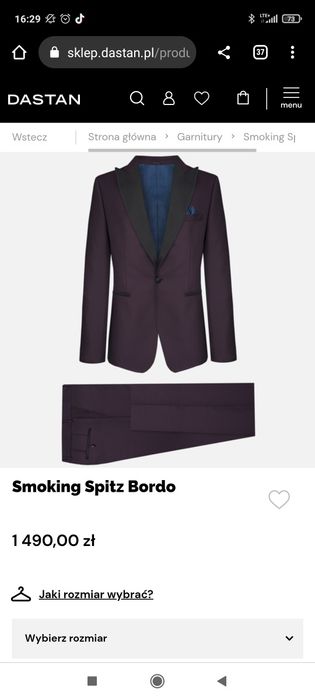 Garnitur ślubny smoking bordo
