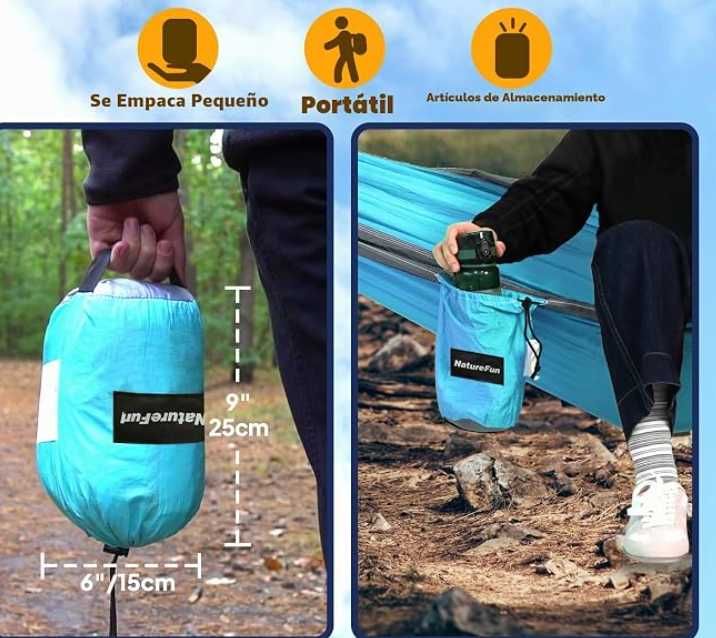 Rede de Descanso  XL 300 × 200 cm NOVA Ultra leve -  Camping Hammock