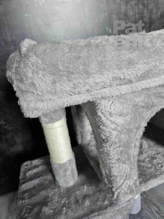 Drapak dla kota kompaktowy 67 cm szary domek słupek legowisko