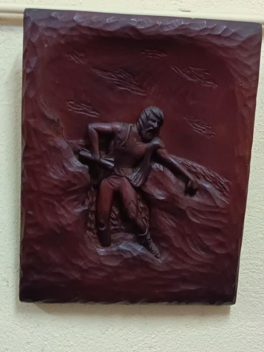 Quadro Luís de Camões folha de madeira b/estado!