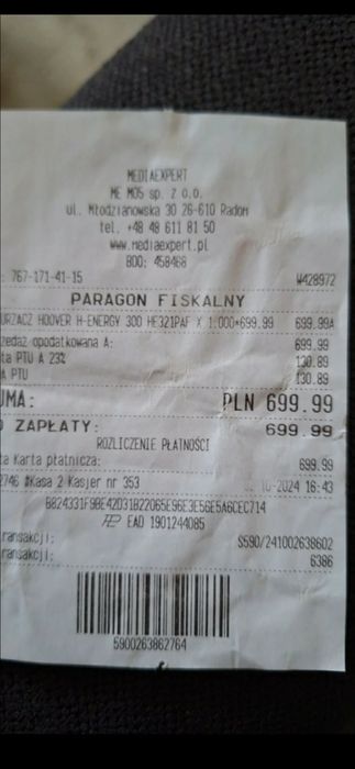 Odkurzacz Hoover HE3 Pets