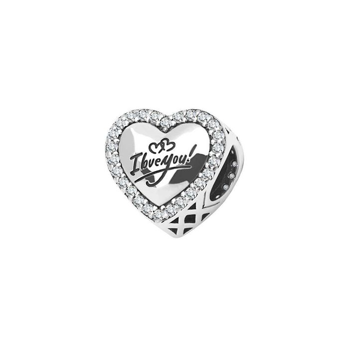 Yes Beads srebrny z cyrkoniami - serce - Dots