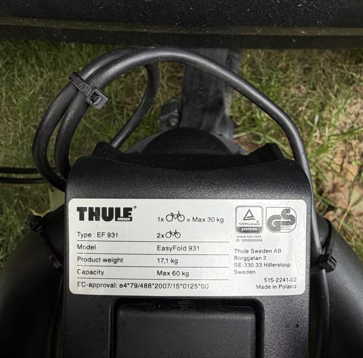 Bagażnik rowerowy na hak na dwa rowery Thule EasyFold XT 931 60kg udźwigu