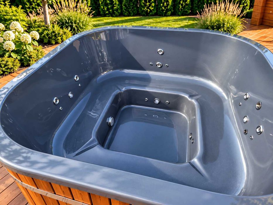 JACUZZI OGRODOWE Balia ogrodowa Premium 2m JAKUZZI 6-8os Piec 26 kW JACUZZI Hydromasaż LED