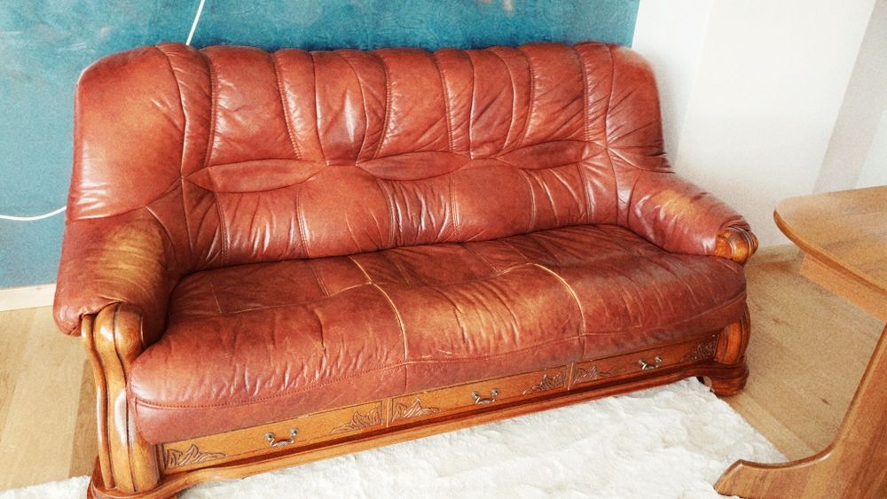 Sofa skórzana 3 osobowa z funkcją spania