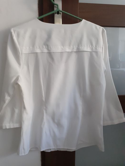 Biała bluzka damska, rękaw 3/4