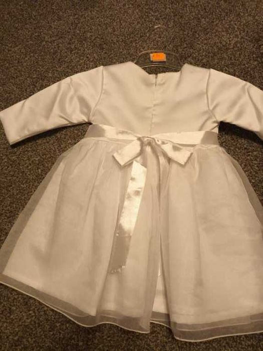 Sukienka chrzest, bolerko, biała, elegancka