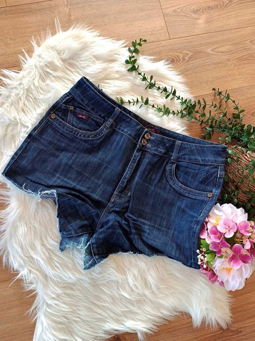 ciemne jeansowe dzinsowe spodenki krótkie shorty szorty damskie 36S