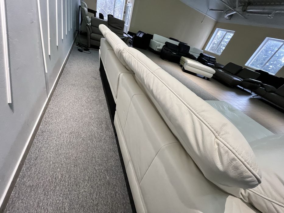 Диван розкладний пуфік з нішею  шкіряний білий кутовий