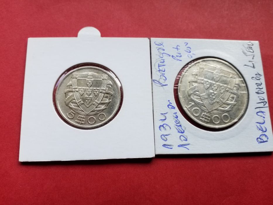 Moedas antigas portuguesas em prata.
