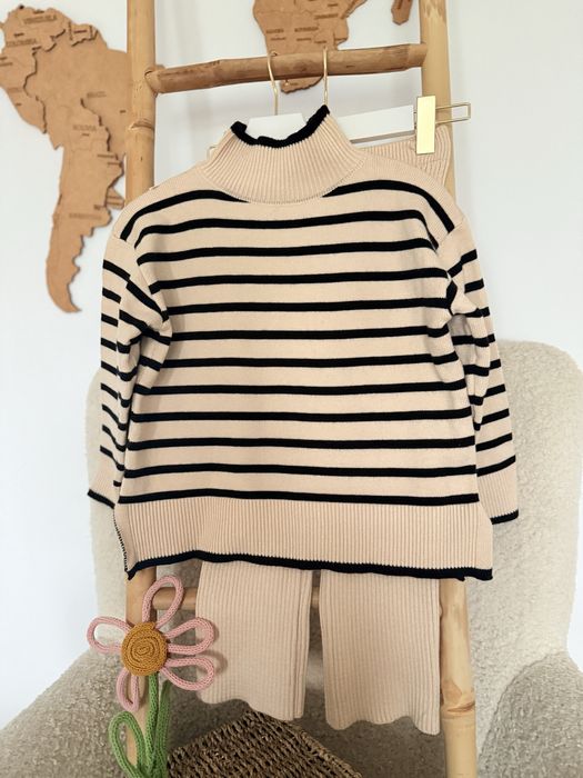 Костюм теплий трикотажний в полоску бежевий беж 110 116 122 128 134