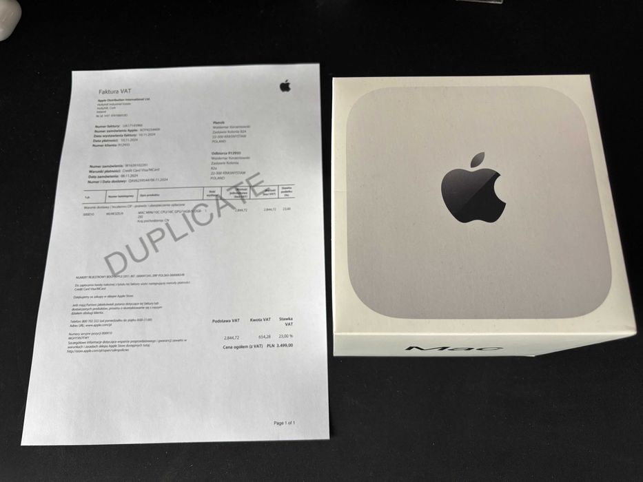 Apple Mac Mini M4 16GB 512GB + 1TB SSD + hub USB, stan BDB Mini PC Komplet