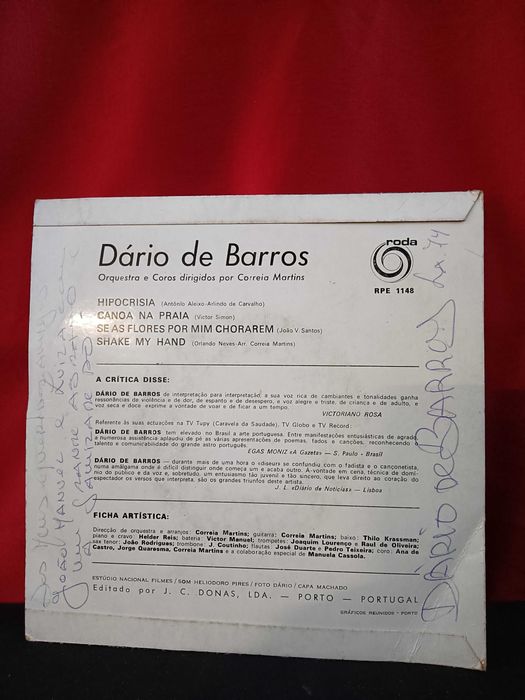 Dario de Barros vinil 1 capa assinada