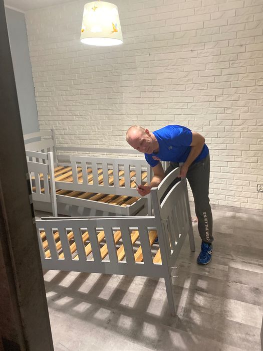 Łóżko piętrowe szare