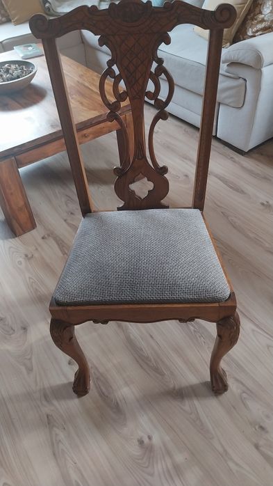 Stół z krzesłami lite drewno