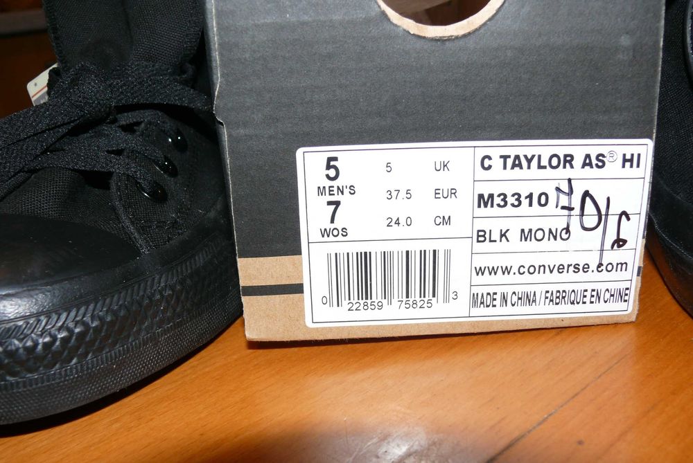 Buty trampki wysokie Converse C Taylor AS M3310 czarne  37,5 EU  24 CM