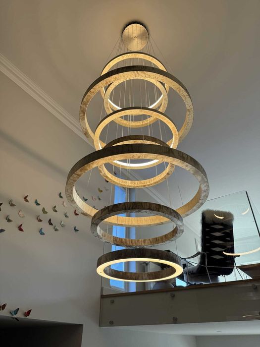 Luminária Italiana Henge Light Ring de Bronze com 8 Anéis! Impecável