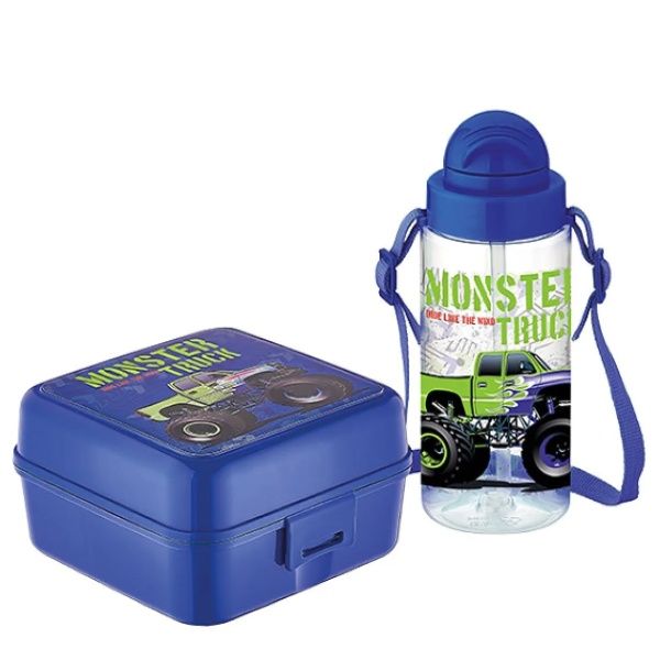 Zestaw bidon i śniadaniowka lunch box monster truck do szkoły