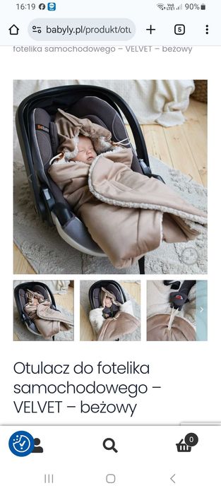 Otulacz do fotelika samochodowego – VELVET – beżowy, babyly