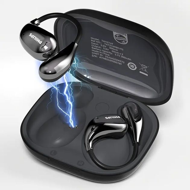 Беспроводные наушники Philips ТAT2769. Bluetooth 5.4.  OWS. Для спорта. Цвет чёрный.