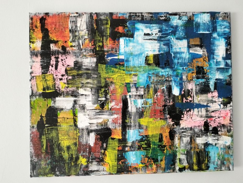 Tela abstracta pintada a acrílico 50x40cm