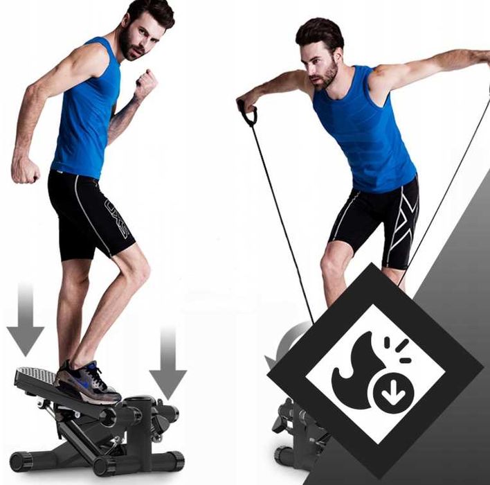Степпер тренажер  с эспандером и счетчиком калорий мини степпер