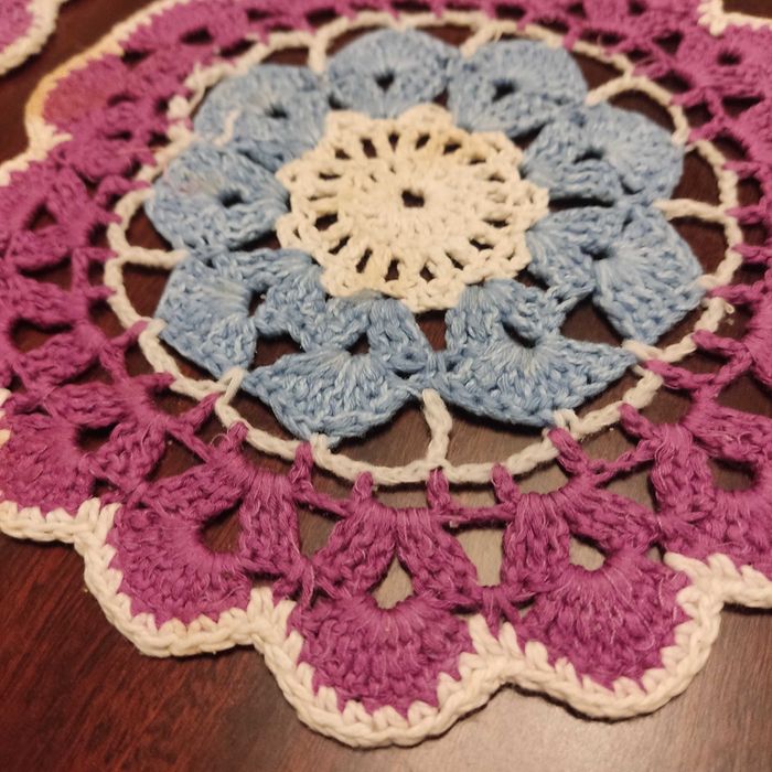 Набор вязанных салфеток крючком для сервировки стола, 6шт, цветные