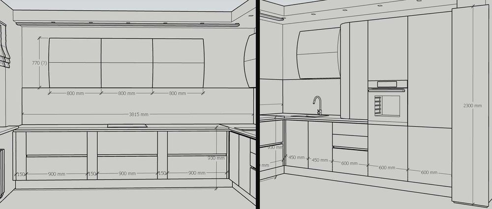 Біла кухня Г-подібної форми із вбудованою технікою