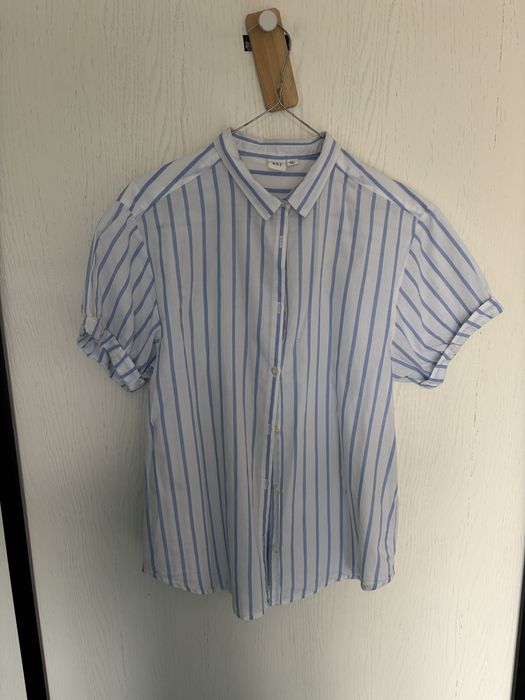 Biala w paski kosxula krotki rekaw gap uniwersalna bawelna