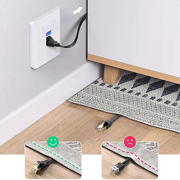 Ugreen płaski kabel sieciowy LAN Ethernet Cat. 6/8m czarny (NW102)