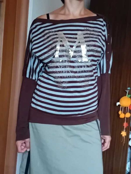 sweter brązowy 40 w paski