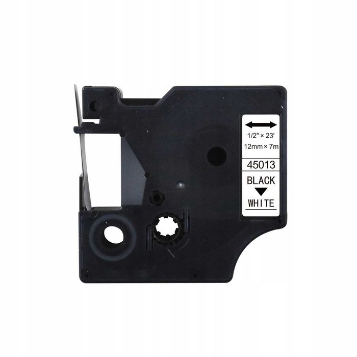 Taśma do etykiet do DYMO 12mm x 7m biała czarny napis