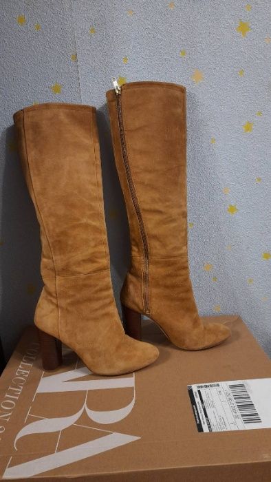Сапоги из натуральной замши и кожи h&m 37р.