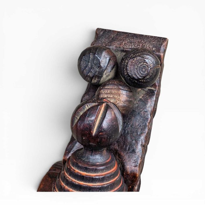 Canhão Decorativo Antigo Madeira Talhada | 45cm | Peça de Coleção