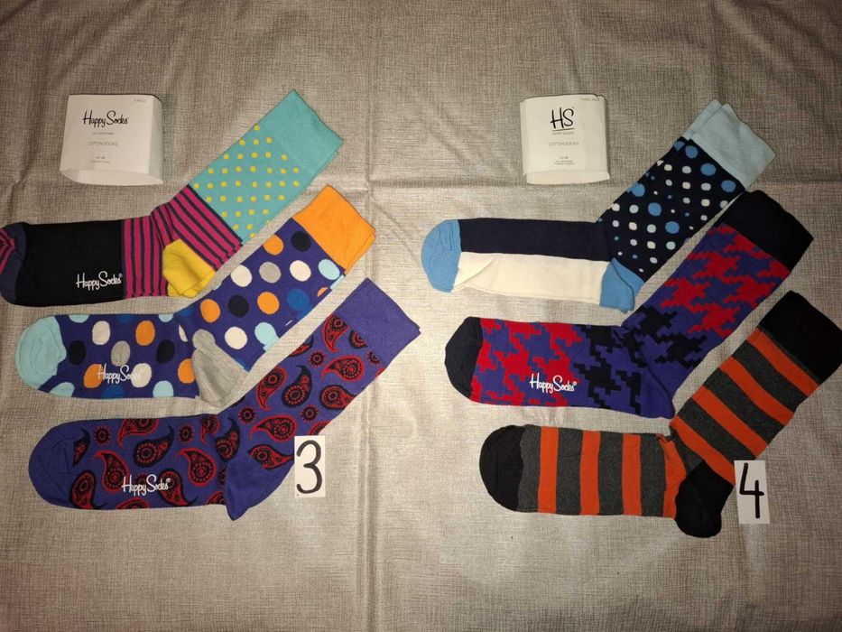 HAPPY SOCKS Skarpety 3 pary Męskie 41-46 Bawełna 100% Oryginalne