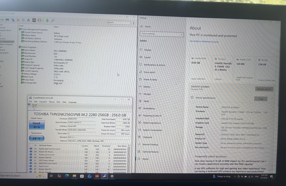 Ноутбук Dell Precision 7730 Xeon E-2186m 8gb Ram 256gb ssd 17.3” FHD