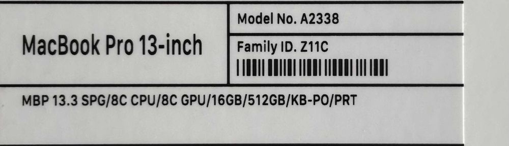 MacBook Pro 13" M1 (2020) A2338 | 16GB RAM | 512GB SSD | Com avaria