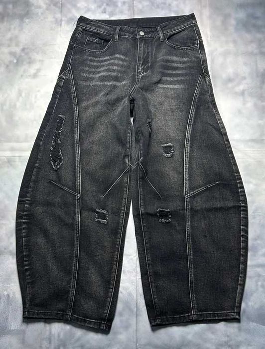 Czarne jeansy baggy wide leg – szerokie spodnie opium core punk rock