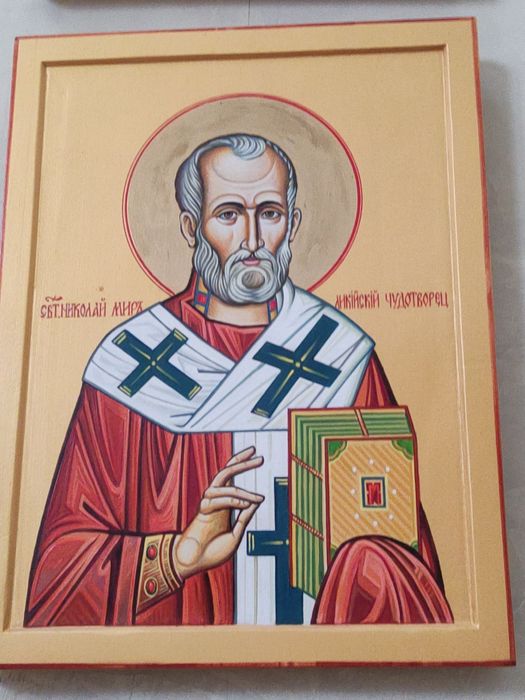 Писана мальована икона ікона святий Миколай Пантелеймон Димитрій святі