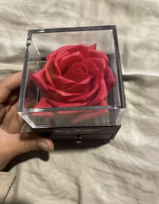 Colar,rosa com caixa de presente